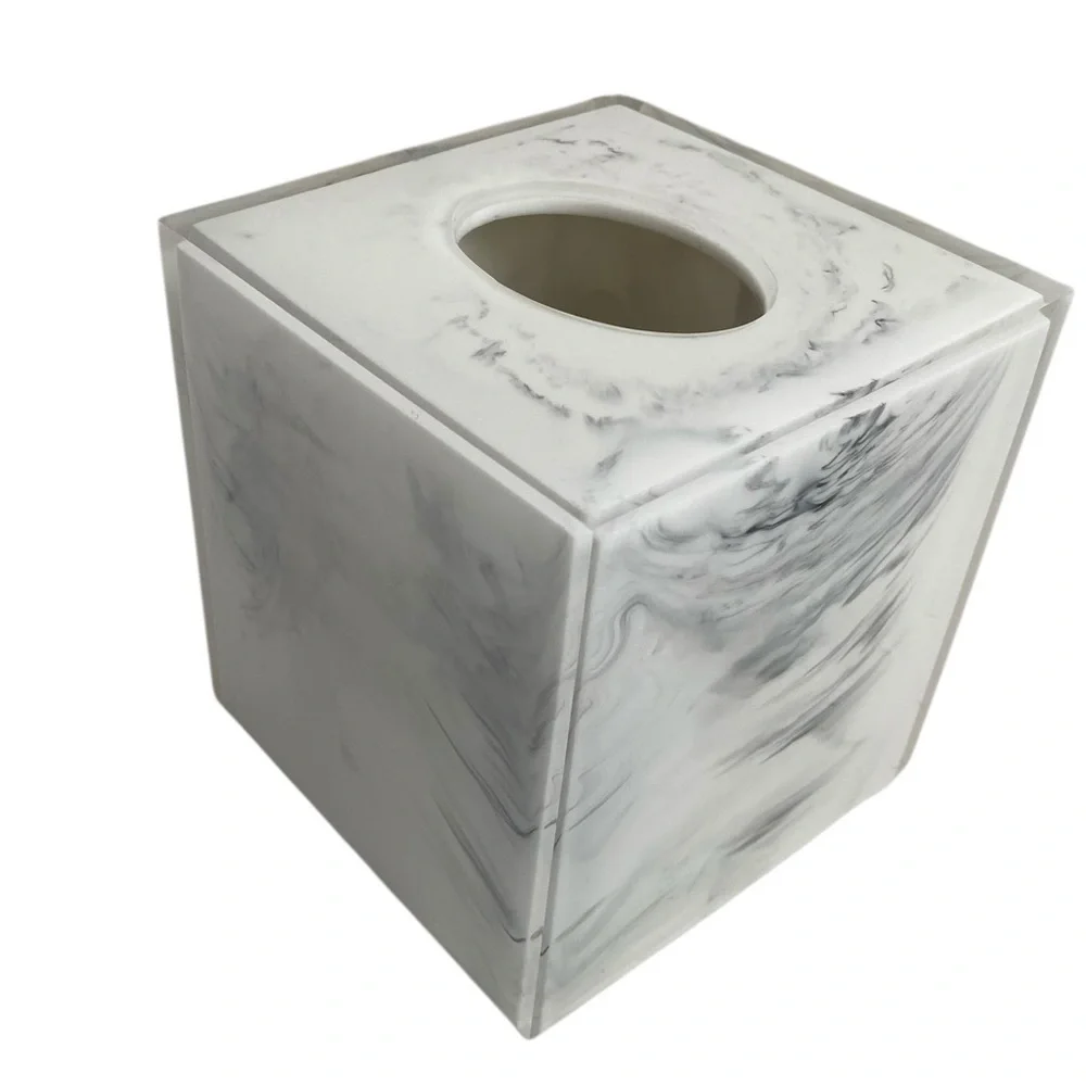Kassatex Ducale Marble Resin Tissue Holder 5.33” x 5.33” x 5.71”